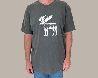 Moose Tshirt, Nature Moose Shirt, Minimalist TShirt, Comfort Colors tshirt, Outdoor Shirt, Moose Shirt, Moose Lover gifts