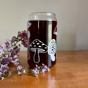 Mushroom coffee cup, Mushroom cup, Iced Coffee Cup , Glass Can, Glass tumbler, Glass cup