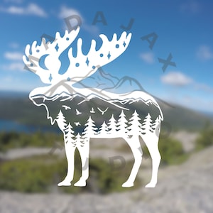 Moose Vinyl Decal, Car Vinyl Decal Sticker, Car window Decal, Laptop Decal