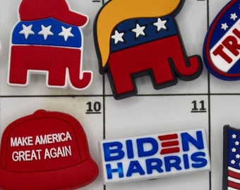 Trump Shoe Charm. MAGA Shoe Charm. Trump 2024 Charm. Charms for Trump lovers. Make America Great Again Charms. Biden charm. Kamala charm