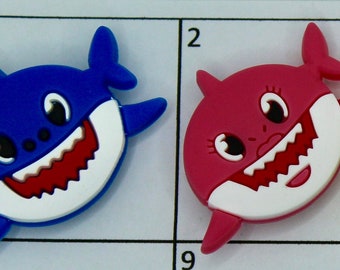 Baby Shark Shoe Charms Charm Accessories for clogs Shoe Charm Mommy Shark Daddy Shark Silicone kids gift Charms for Crocs Grandma Shark