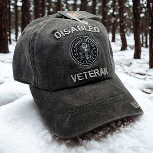 Disabled US Army Veteran Hat. Army Embroidered Military Veteran Cap. Hat for Vets. US Army Black Hat. Disabled Veteran and Proud of It Hat