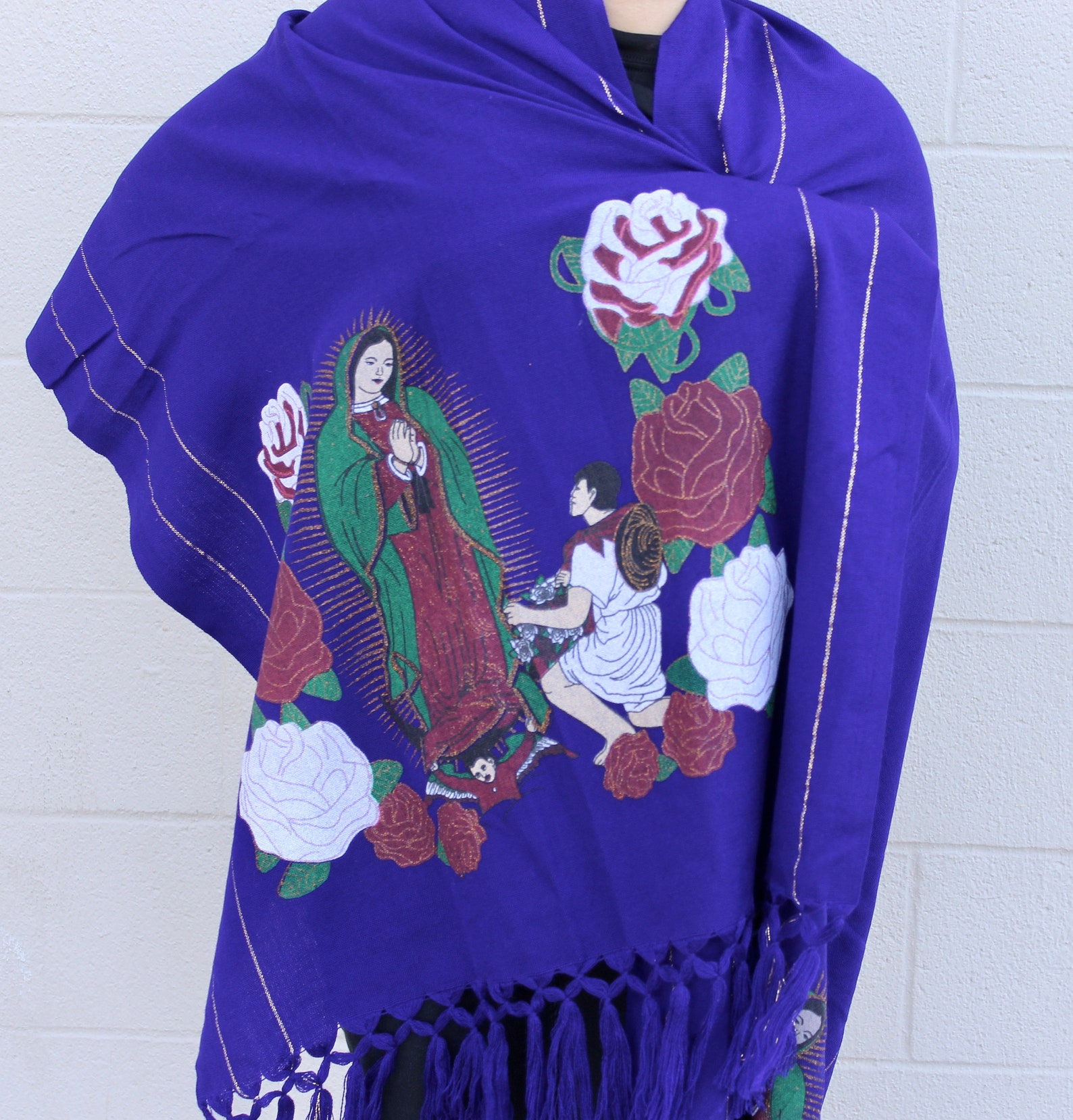Our Lady Guadalupe Shawl With Golden Thread. Virgen De - Etsy