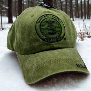 United States Air Force Hat. U.S Air Force Logo Hat – Embroidered U.S Air Force Green Cap – USAF Emblem Hat. U.S Air Force Cap. USAF Hat