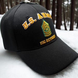 1SG Retired Army Hat. First Sergeant U.S Army Retired Hat. U.S Army Cap. 1SG Retired Hat. US Army Black Cap. First Sergeant Retired hat