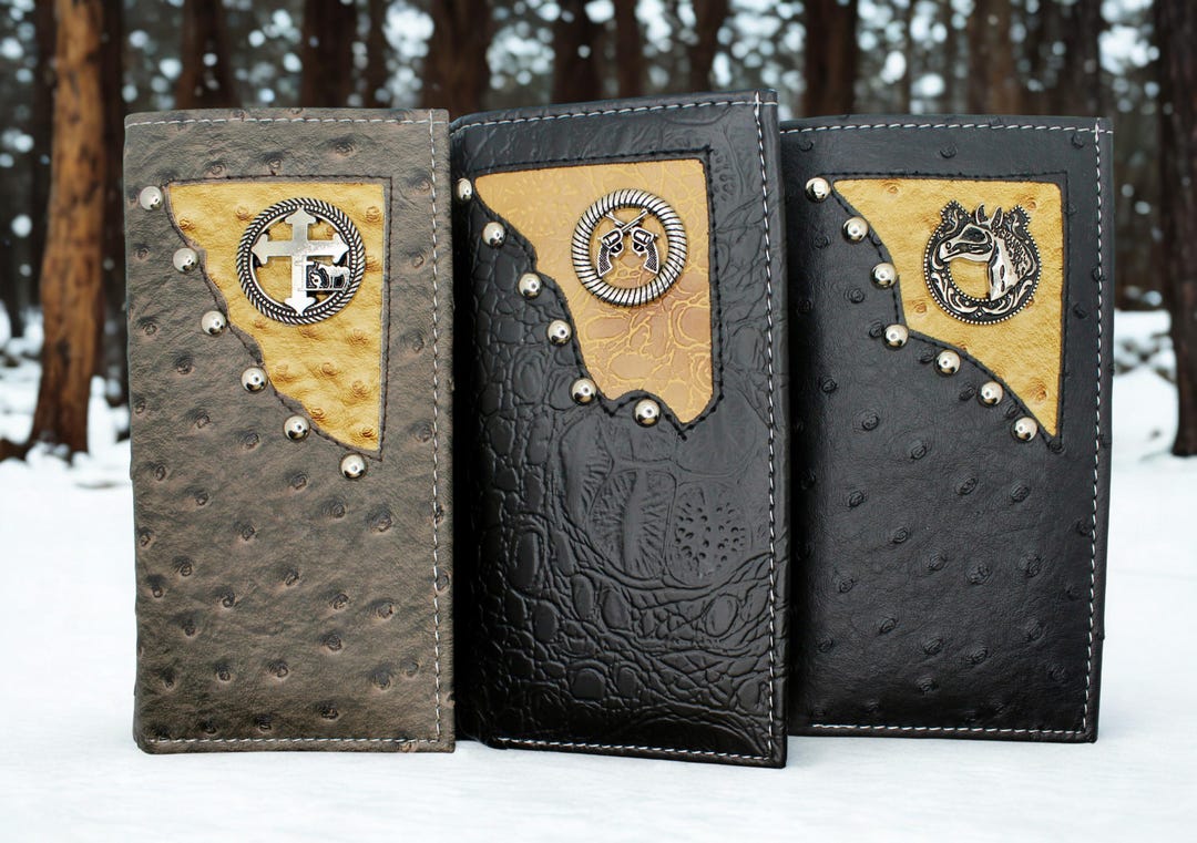Western Leather Bifold Wallet for Men. Handmade Cowboy Wallet With ...