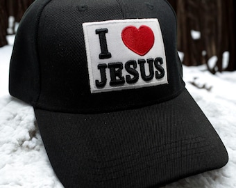 I Love Jesus Hat. Jesus Christ Hat – Black Christian Baseball Cap – Embroidered Jesus Hat – Religious Apparel. Christian Gift. Jesus Hat
