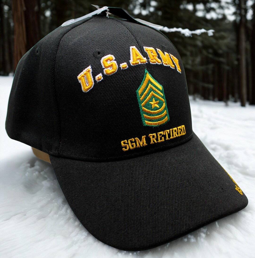 New Black US Army MSG Master Sergeant Retired Hat Ball Cap Veteran E-8 - Foto 2