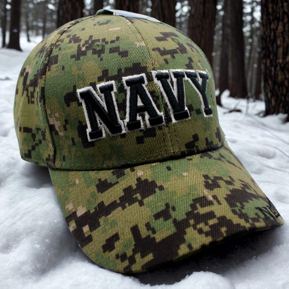 U.S. MARINES 迷彩キャップ ONE SIZE アメリカ海軍迷彩帽子 - 刺繍入り海軍軍人用キャップ - アメリカ海軍