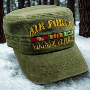 US Air Force Vietnam Veteran Cap. USAF Vietnam Veteran hat. USAF Hat. Gift for Dad. Hat for Veterans. Vietnam War Military Style Green Cap