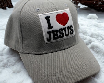 I Love Jesus Hat. Jesus Christ Hat – Gray Christian Baseball Cap – Embroidered Jesus Hat – Religious Apparel. Christian Gift. Jesus Hat