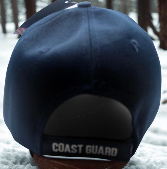 Coast Guard Veteran Baseball Cap - Blue Military Hat With Eagle & American Flag Design