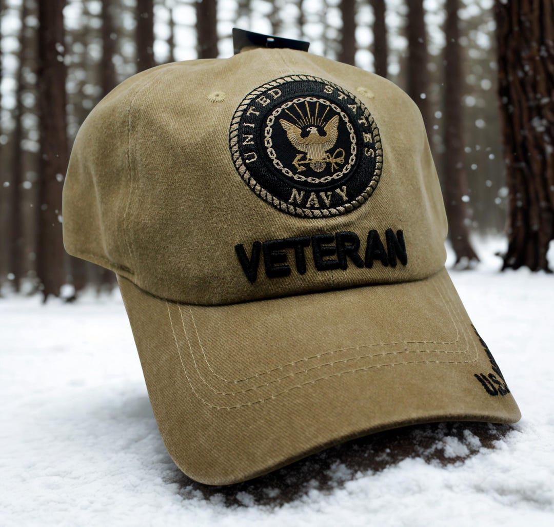 U.S. Navy Vietnam Veteran Cap with Logo and Ribbons Ball Cap. Made in USA at Men's Clothing store