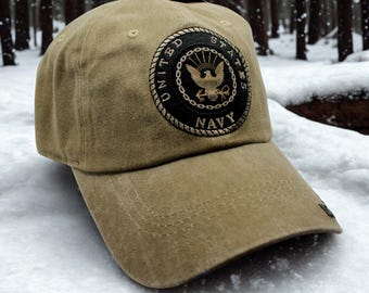 Czapka US Navy – haftowana czapka baseballowa US Navy – czapka z emblematem Navy SEAL. Prezent dla taty. Brązowa czapka US Navy. Czapka weterana marynarki wojennej. Czapka USN