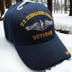 U.S. Navy Submarine Force Veteran Hat – Blue Embroidered Hat –Navy Veteran Baseball Cap – Embroidered U.S. Navy Hat– Navy Hat. Gift for Dad