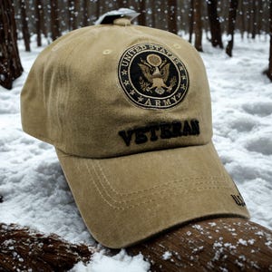 Veteran US Army Hat. Embroidered Army Veteran Cap. Gift for Dad. US Army Veteran Brown Cap. Hat for Veterans. Army Baseball Hat. Army Hat