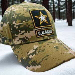 U.S. Army Hat – Embroidered Army Emblem Camo Cap. Gift for Dad. Army Cap. Hat for Veterans. 250th Anniversary Army Hat. Army Baseball Cap