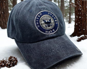 U.S Navy Emblem Cap – Embroidered U.S Navy hat. Navy Seal Emblem Hat. Gift for Dad. US Navy Cap. Navy Baseball Hat. US Navy blue Hat