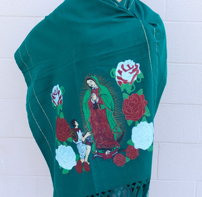 Our Lady Guadalupe Shawl With Golden Thread. Virgen De - Etsy