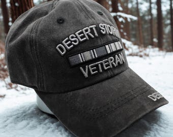 Desert Storm Veteran Baseball Cap – Embroidered Desert Storm Veteran hat – Veteran Hat. Gift for Dad. Hat for Veterans. Desert Storm Cap.