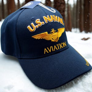 U.S Naval Aviation Hat. U.S Navy Naval Aviation Blue Hat – Embroidered Military Cap. Navy Hat. Hat for Veterans and Collectors. Gift for Dad