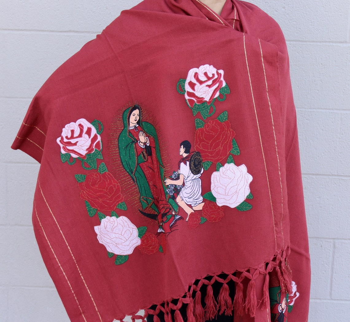 Our Lady Guadalupe Shawl With Golden Thread. Virgen De - Etsy