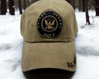 アメリカ海軍キャップ - 刺繍入りアメリカ海軍野球帽 - ネイビー