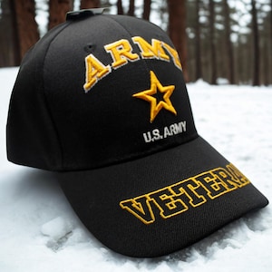 Casquette de vétéran de l'armée américaine - Casquette de vétéran de l'armée brodée. Casquette de vétéran de l'armée militaire. Chapeau pour vétérans. Casquette de baseball de l'armée américaine. Casquette noire de l'armée américaine
