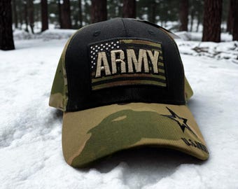 アメリカ陸軍迷彩ベースボールキャップ、アメリカ陸軍刺繍入り帽子