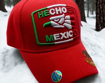 Sombrero Hecho en México. Snapback bordado de México. Gorra de Herencia Mexicana. Gorra de béisbol ajustable unisex. Hecho en México Red Hat. sombrero mexicano