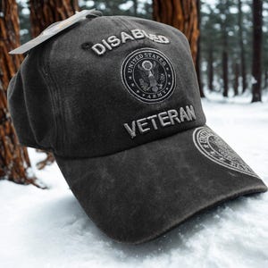 Disabled US Army Veteran Hat. Army Embroidered Military Veteran Cap. Hat for Vets. US Army Black Hat. Disabled Veteran and Proud of It Hat