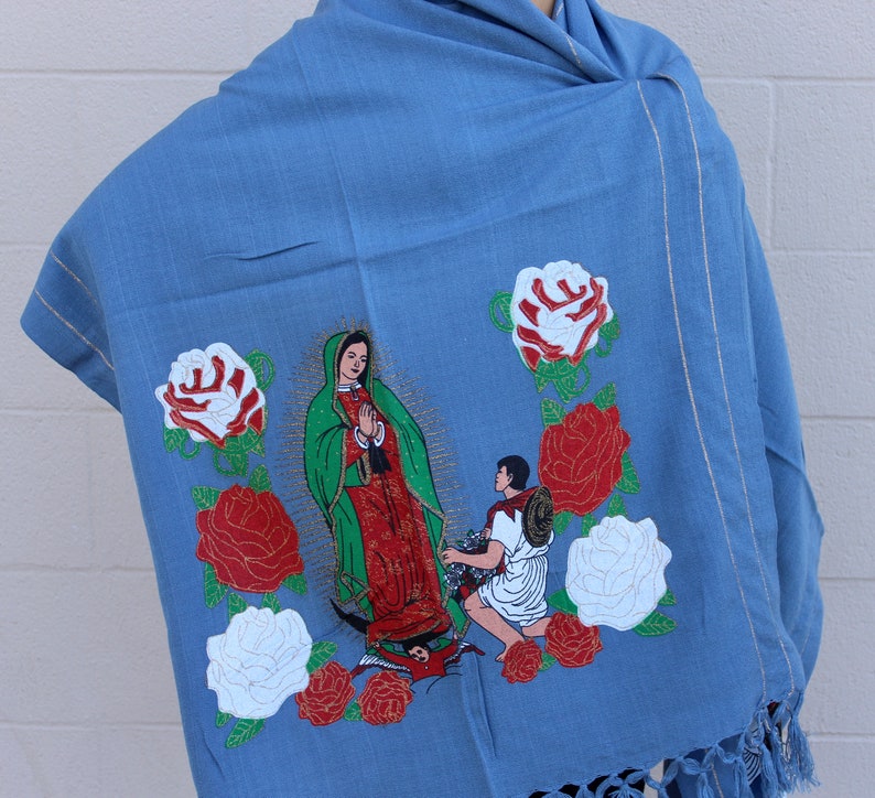 Our Lady Guadalupe Shawl With Golden Thread. Virgen De - Etsy