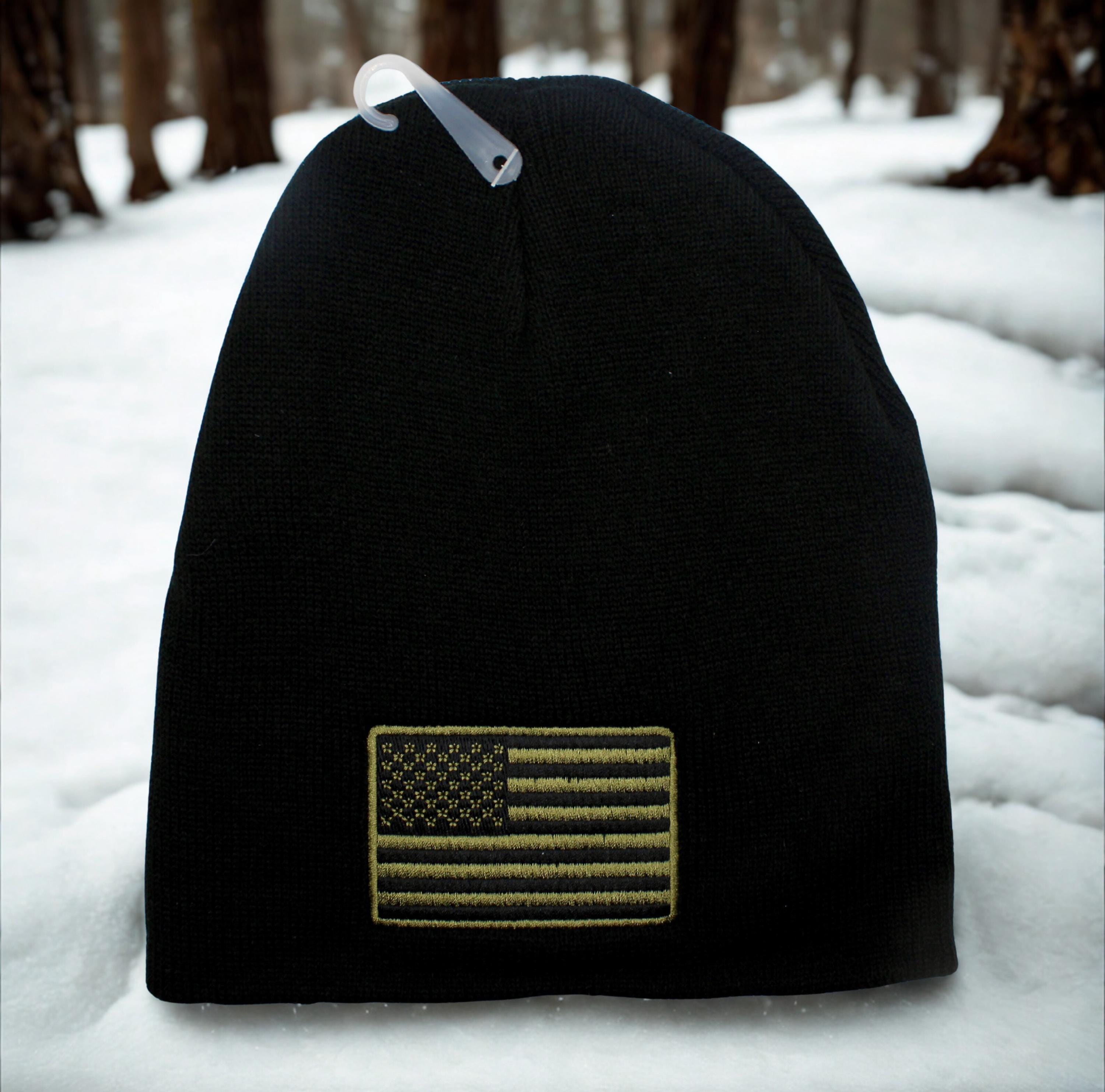 The Cashmere Project Black Beanie with American Flag Patch american flag beanie products for sale | eBay main image 3