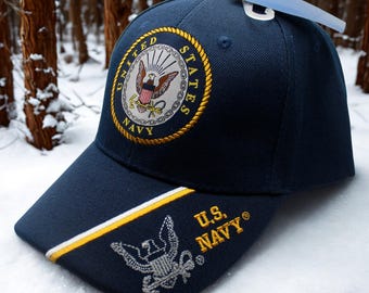 アメリカ海軍の帽子。アメリカ海軍の刺繍入りキャップ。アメリカ海軍の
