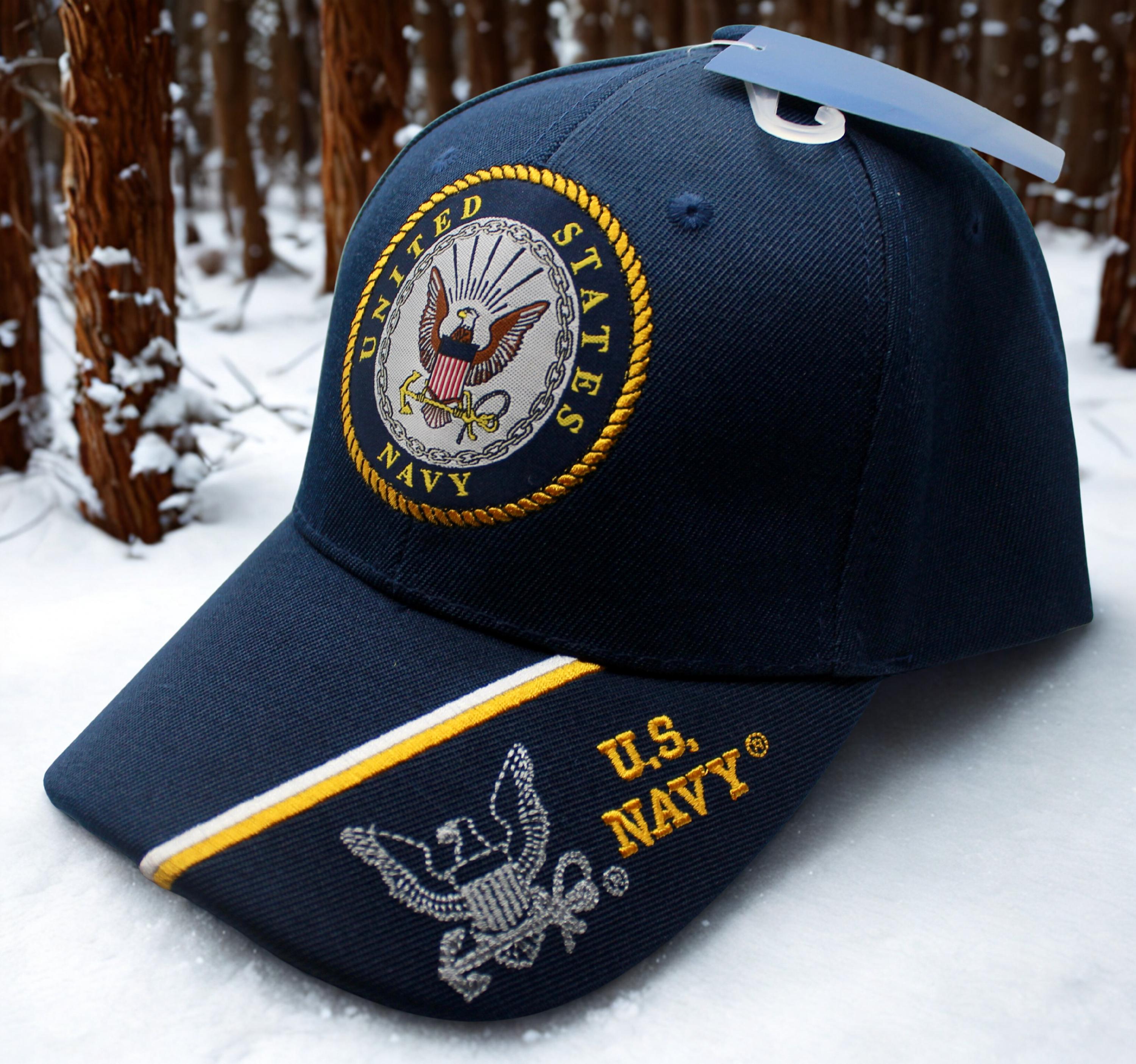 U.S. Navy Seal Emblem Crest Swirl Black Baseball Cap - Adjustable, Cotton, For Active Duty & Veterans