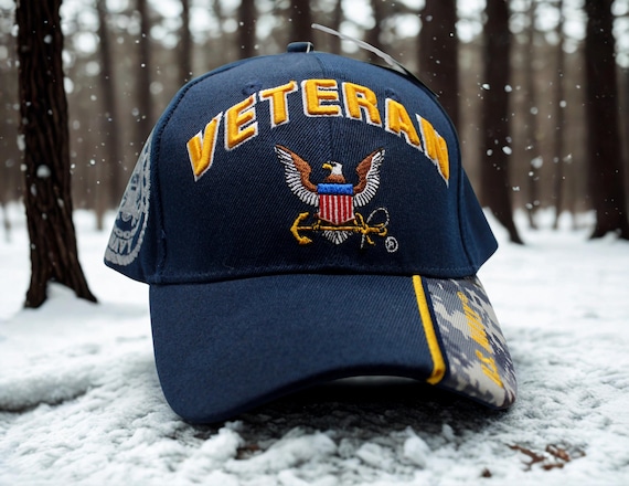 アメリカ海軍ブルーハット。鷲の刺繍入り海軍退役軍人キャップ