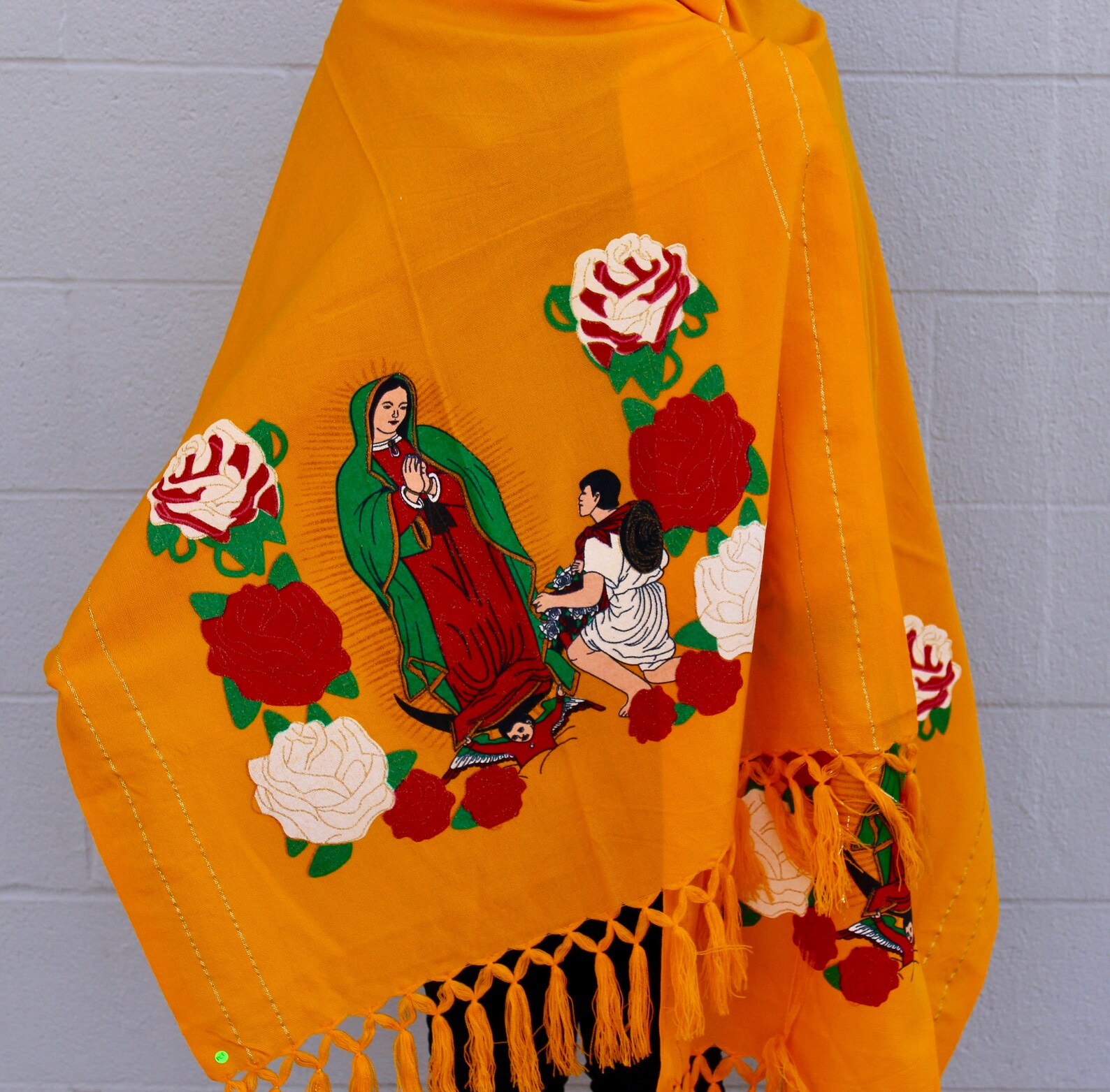 Our Lady Guadalupe Shawl With Golden Thread. Virgen De - Etsy