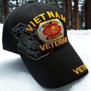 Vietnam War Veteran Hat. Embroidered Vietnam. Military Hat. Veteran Gift. Army Navy Marine Air Force. Vietnam Veteran Hat. Vietnam Black Hat
