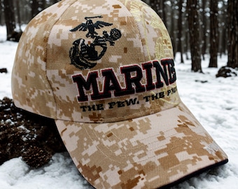 United States Marine Corps Hat – Adjustable Cap for USMC Veterans – Marines Hat. USMC Hat. Gift for Dad. Marines The Few the Proud  Camo Hat