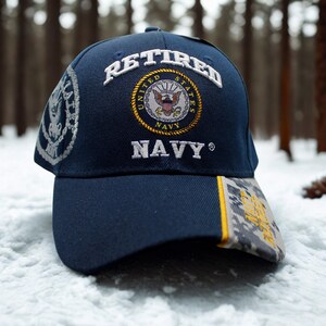 アメリカ海軍の帽子。刺繍入りのアメリカ海軍退役軍人用キャップ。海軍