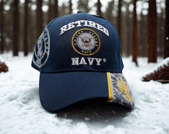 アメリカ海軍の帽子。刺繍入りのアメリカ海軍退役軍人用キャップ。海軍