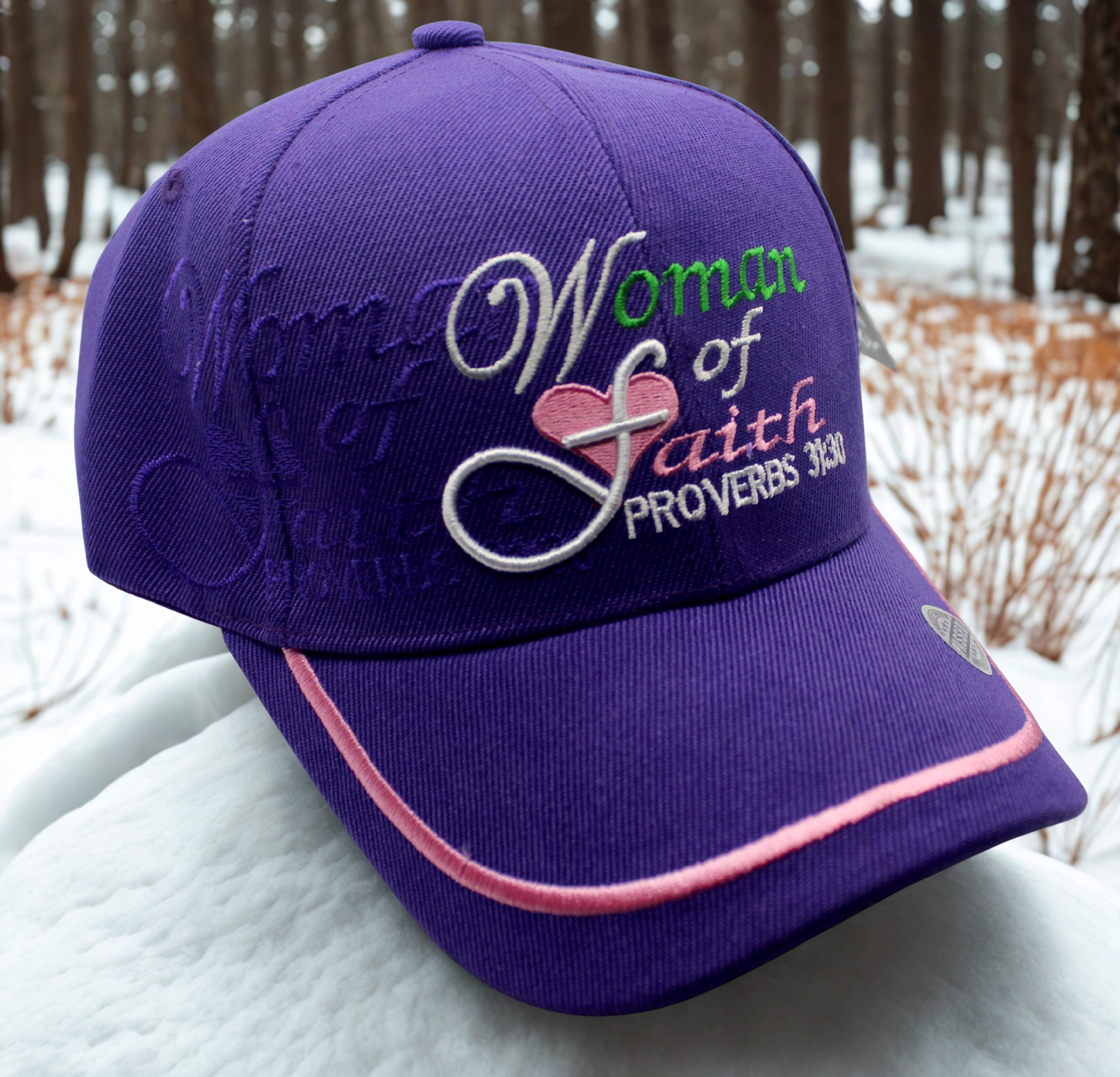 Woman of Faith Proverbs 31:30 Hat. Jesus Purple Baseball Cap  display picture 1