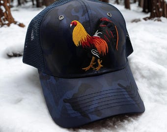 Boné de beisebol Rooster. Boné estilo fazenda. Boné azul Rooster. Chapéu Gallo bordado. Chapéu El Gallo. Presente de Natal. Gorra del Gallo. Boné unissex.