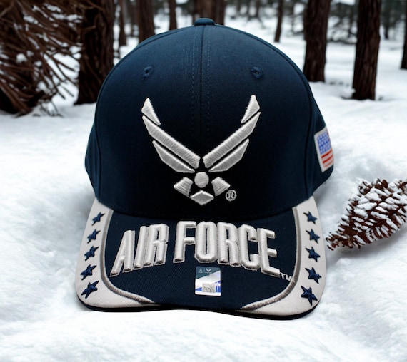 米軍 実物 パイロットキャップ USAF アメリカ空軍帽子 - 刺繍入りアメリカ空軍ブルーキャップ - 退役軍人と