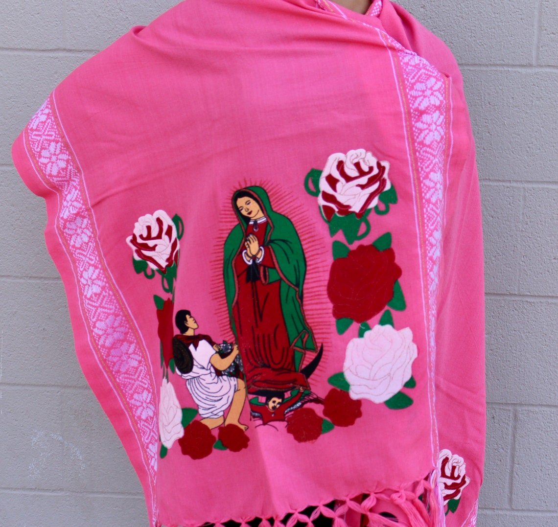 Our Lady Guadalupe Shawl With Golden Thread. Virgen De - Etsy