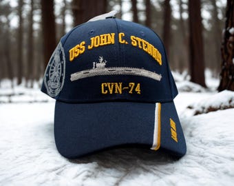 USS John C. Stennis CVN-74 Embroidered Hat. U.S Navy hat. Navy Hat. U.S Navy Veteran Cap. Navy Hat. US Navy blue Hat. Aircraft Carrier Hat