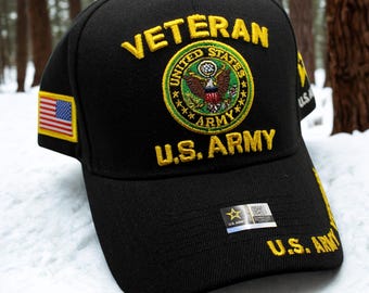 Stemma Militare Cappello Da Baseball U.S. ARMY VETERAN Ufficiale - Regolabile, Colori Militari, Perfetto Per Ex Militari E Sostenitori Bw Army