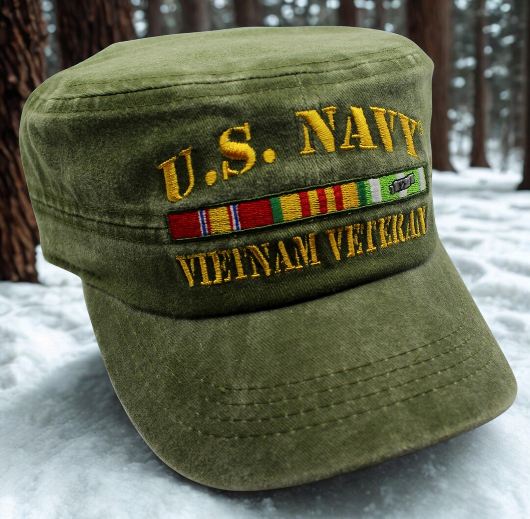米海軍ベトナム戦争退役軍人用帽子。刺繍入りの海軍ベトナム戦争退役