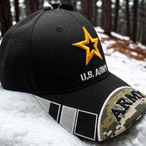 U.S. Army Hat – Embroidered Army Star Military Cap. Gift for Dad. Army Cap. Hat for Veterans.  250th Anniversary Army Hat. Army Black Cap