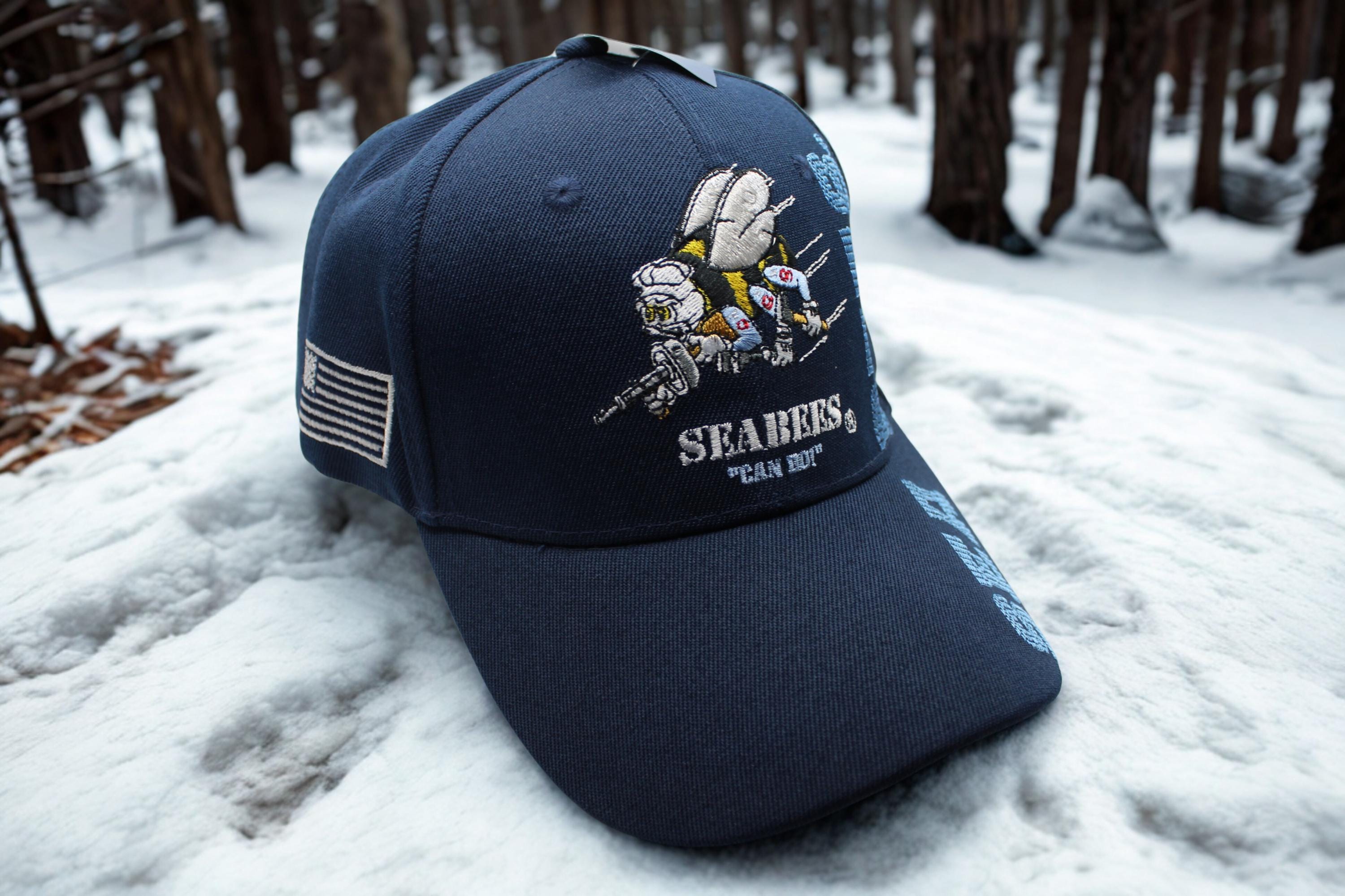 U.S Navy Seabees Blue  Hat – Embroidered Military Veteran Cap – Navy Seabees Can Do Hat. Hat for Veterans. US Navy Hat. Gift for Dad